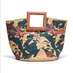 NWOT Floral Straw Tote